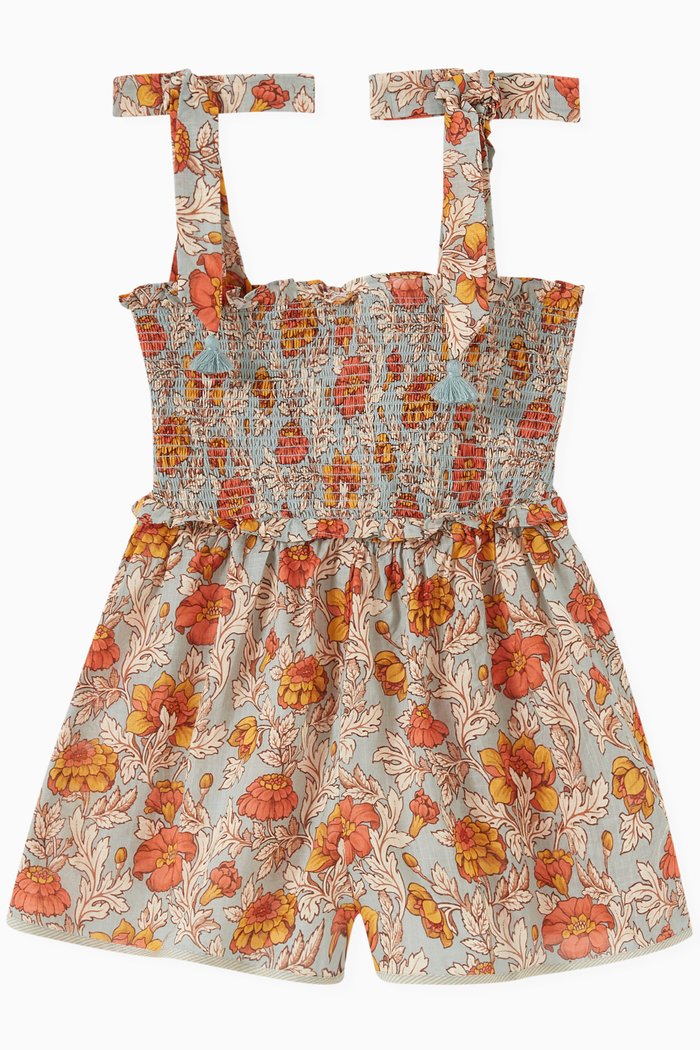 

Andie Shirred Jumpsuit in Cotton, Orange