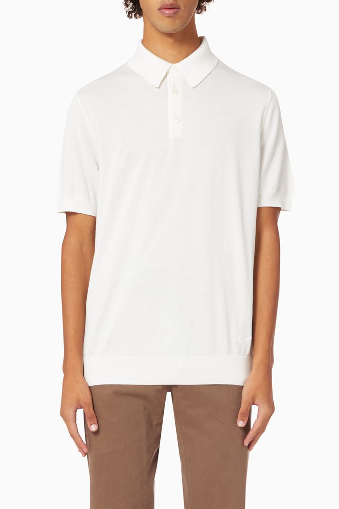 

Short Sleeve Polo Shirt in Premium Cotton Knit, Neutral
