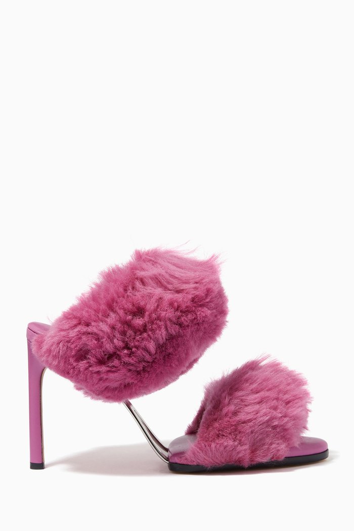 

Poodle Curve Fur Sandals, Pink