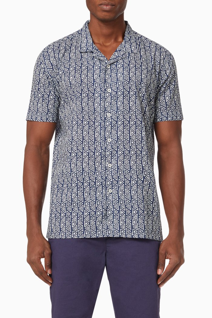 

Mykonos Cuban Shirt in Cotton Poplin, Blue