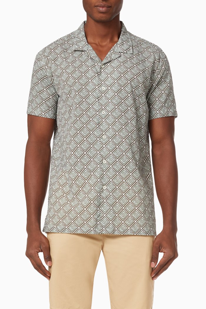Mykonos Cuban Shirt in Cotton, Green