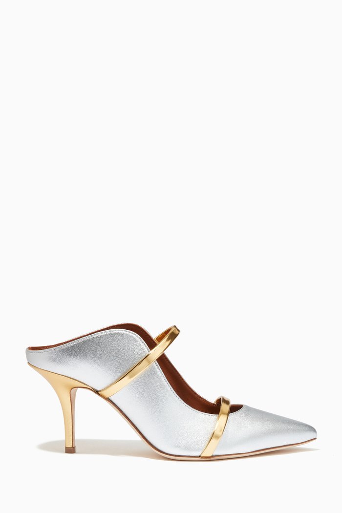 

Maureen 70 Mules in Metallic Nappa, Silver