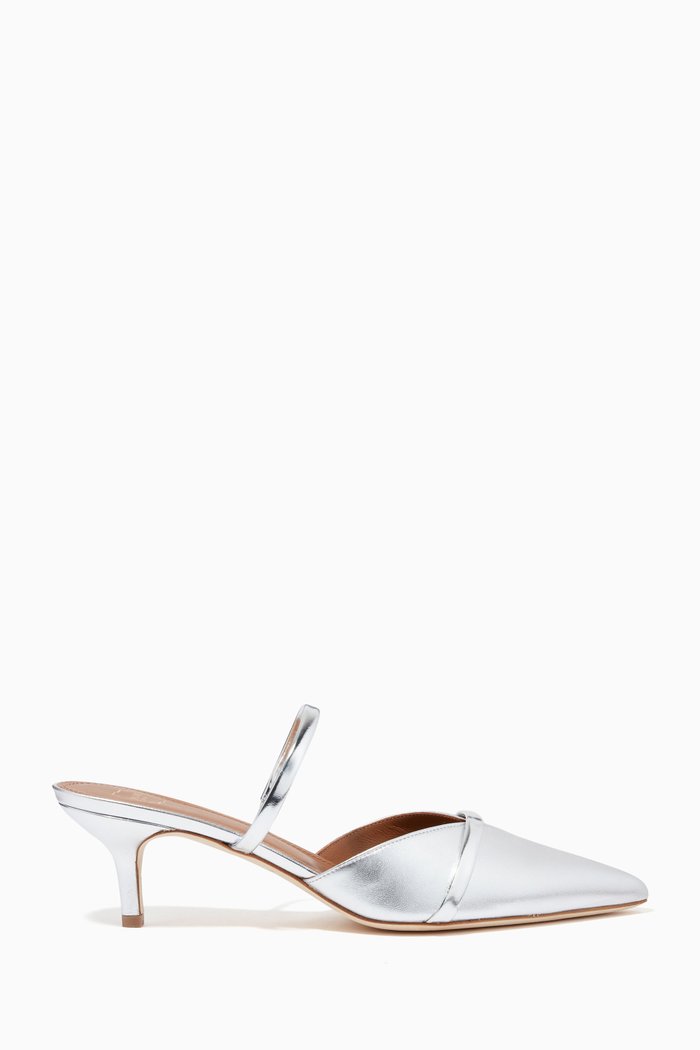 Frankie 45 Mules in Metallic Nappa Leather, Silver