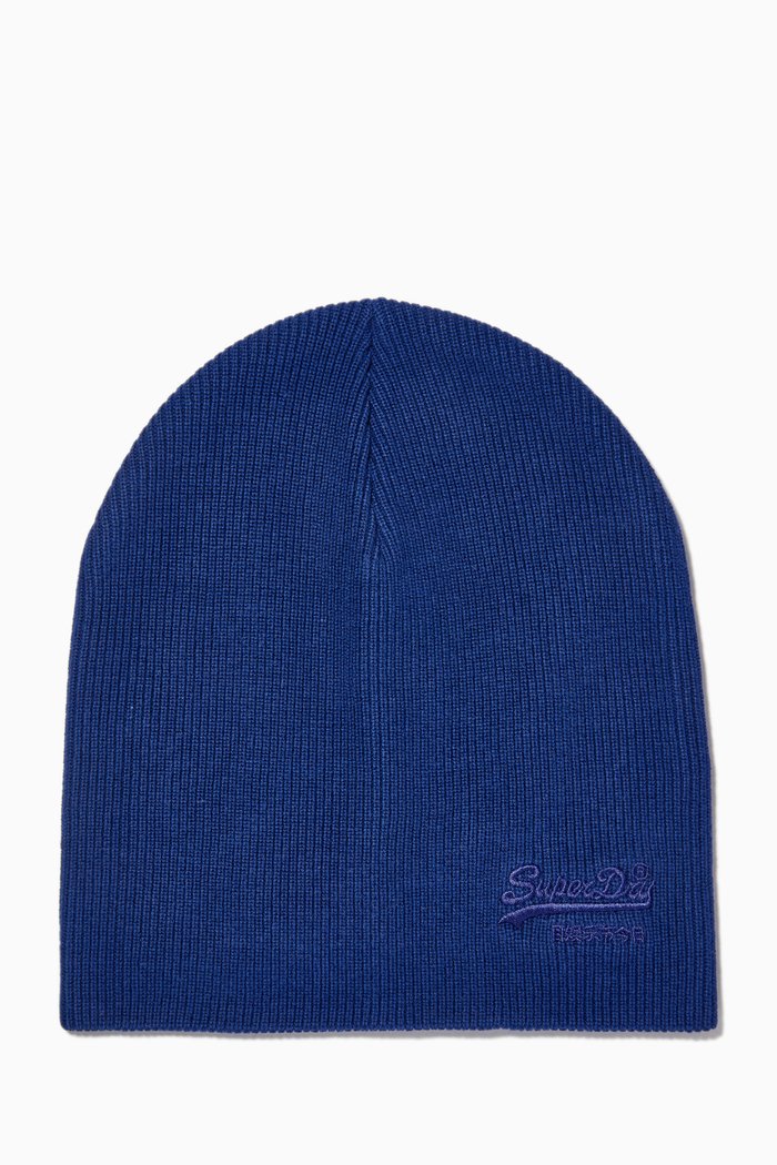 

Vintage Logo Classic Beanie in Cotton, Blue