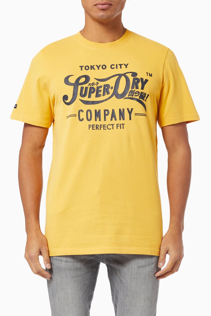 

Script Style Col T-shirt in Cotton Jersey, Yellow