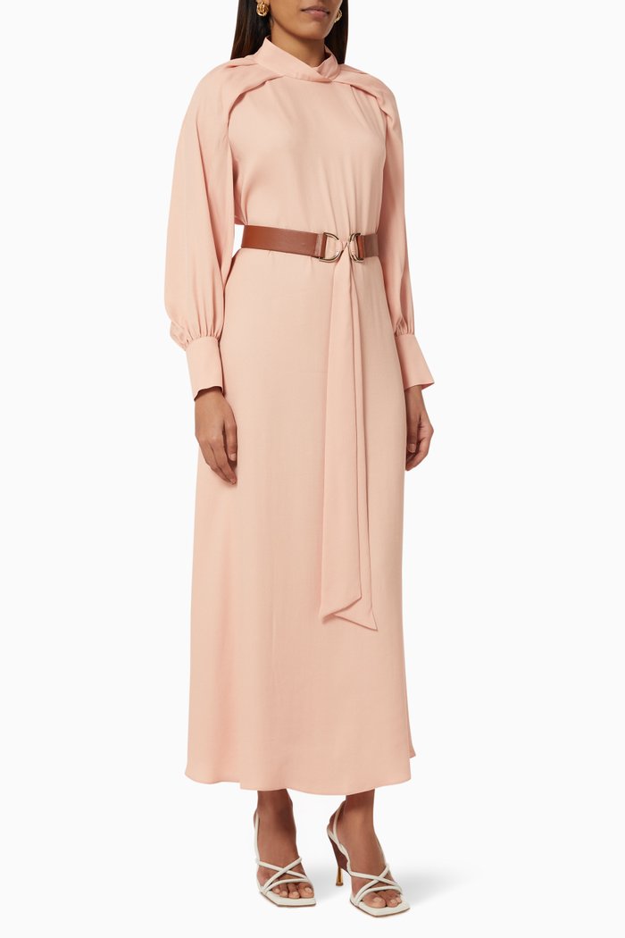 

Long Sleeve Belted Dress, Pink