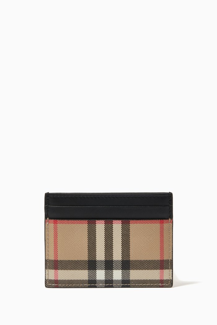

Card Case in Vintage Check E-canvas & Leather, Black