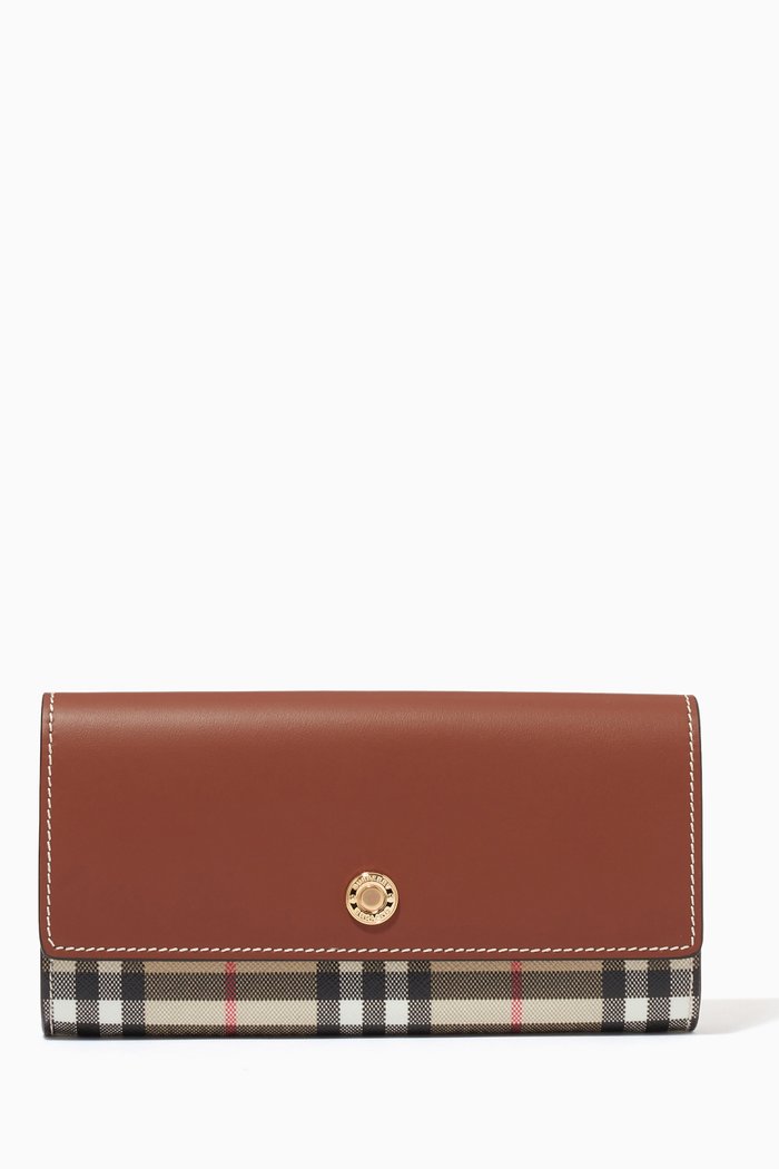 

Continental Wallet in Vintage Check E-canvas & Leather, Neutral