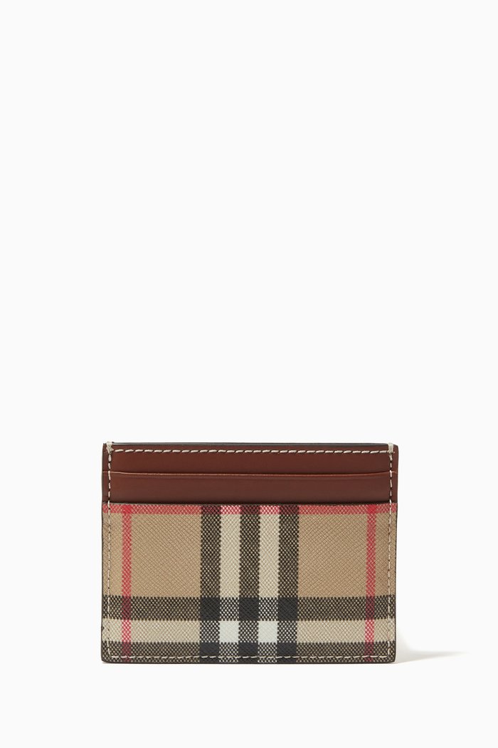 

Card Case in Vintage Check E-canvas & Leather, Neutral