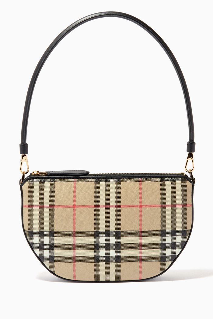 

Olympia Checked Pouch Bag in Canvas, Black