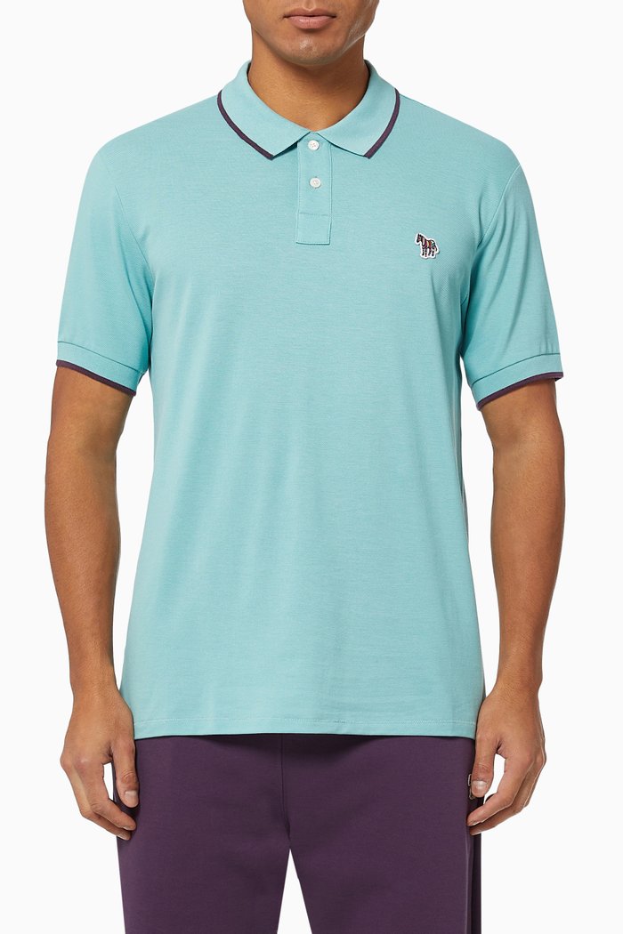 

Signature Logo Polo Shirt in Cotton Piqué, Blue