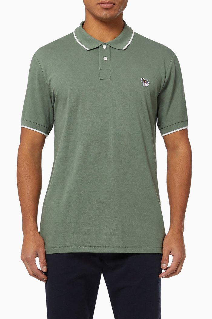 

Signature Logo Polo Shirt in Cotton Piqué, Green