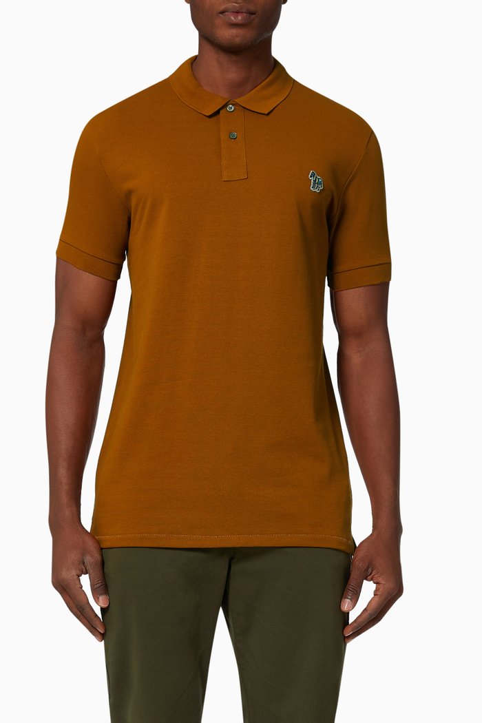 

Slim Fit Logo Polo Shirt in Cotton Piqué, Brown