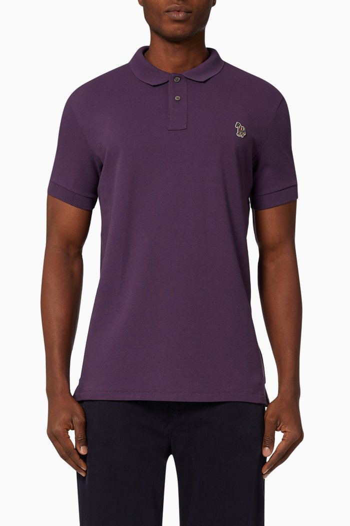 

Slim Fit Logo Polo Shirt in Cotton Piqué, Purple