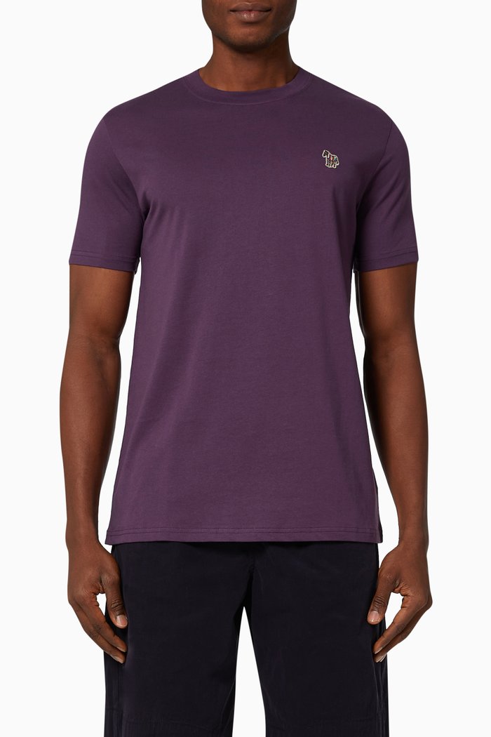 

Slim Fit Logo T-shirt in Cotton Jersey, Purple