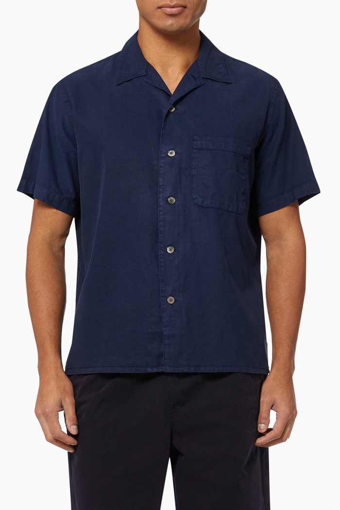 

Casual Fit Shirt in Linen, Blue