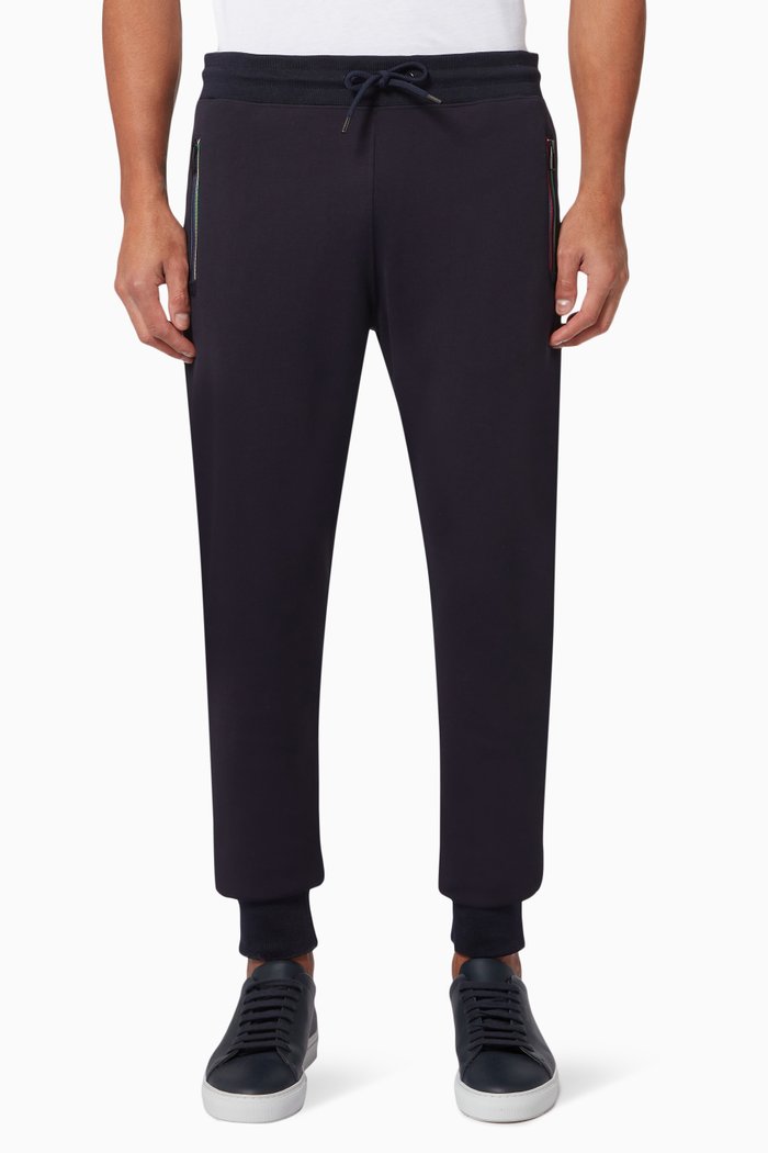 

Sports Stripe Joggers in Cotton Blend, Blue