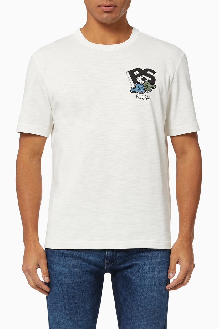 

Fist Bump Printed T-shirt in Jersey, White