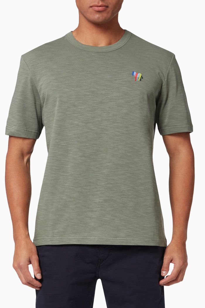 Stripe Zebra Logo T-shirt in Organic Cotton Jersey, Green