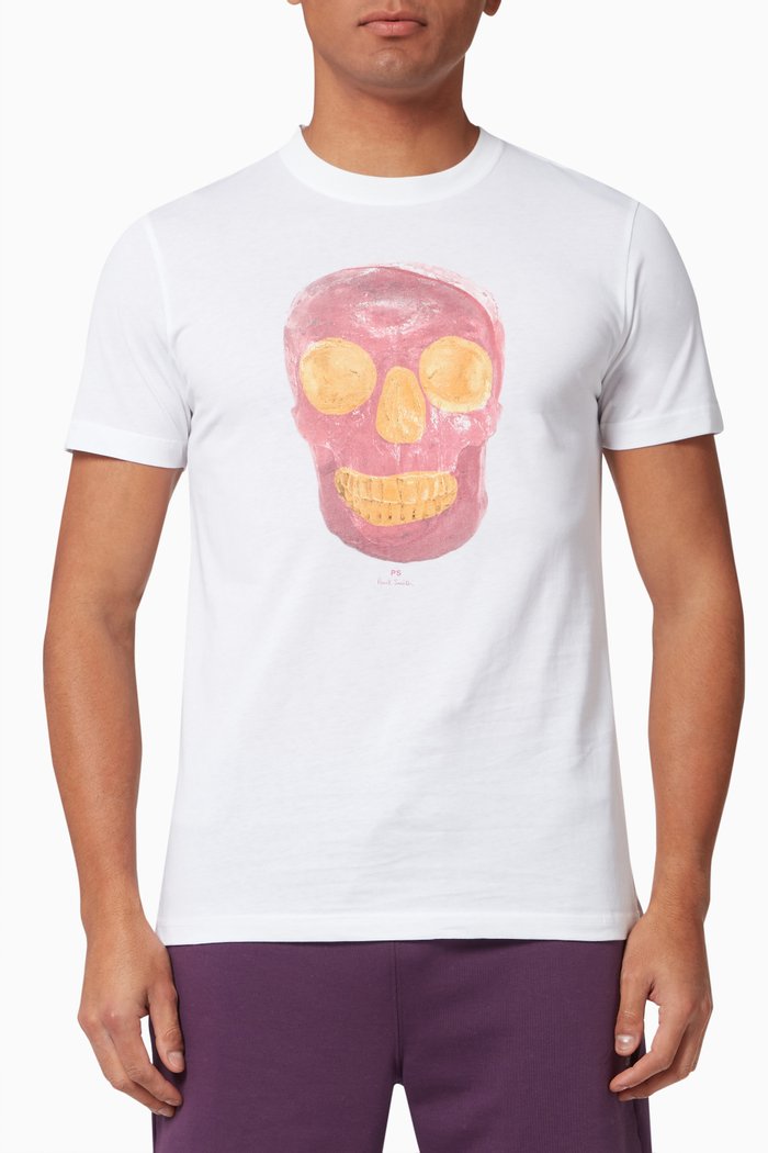 

Slim Fit Skull T-shirt in Organic Cotton Jersey, White