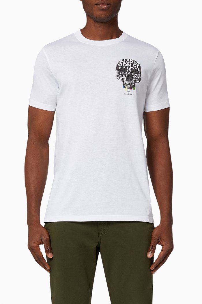 

Slim Fit Skull T-shirt in Cotton Jersey, White