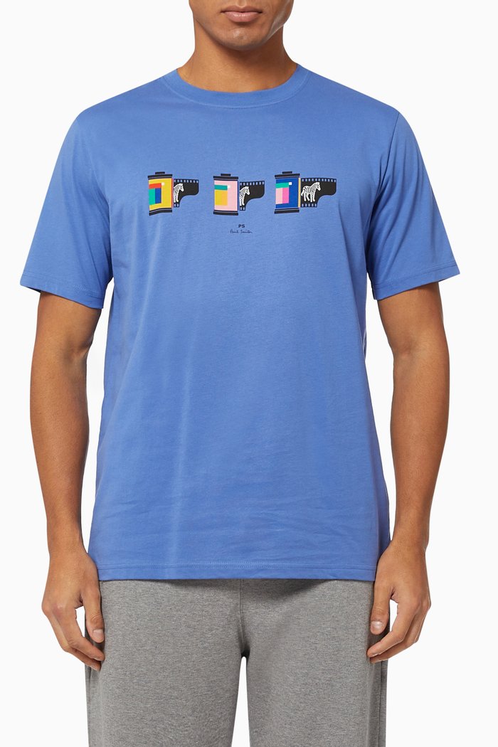 

Zebra Negative T-shirt in Cotton Jersey, Blue