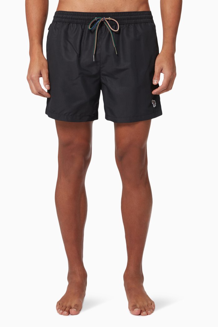 

Zebra Logo Swim Shorts in Recycled Polyester, Black