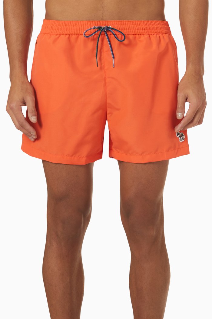 

Zebra Logo Swim Shorts in Recycled Fabric, Orange