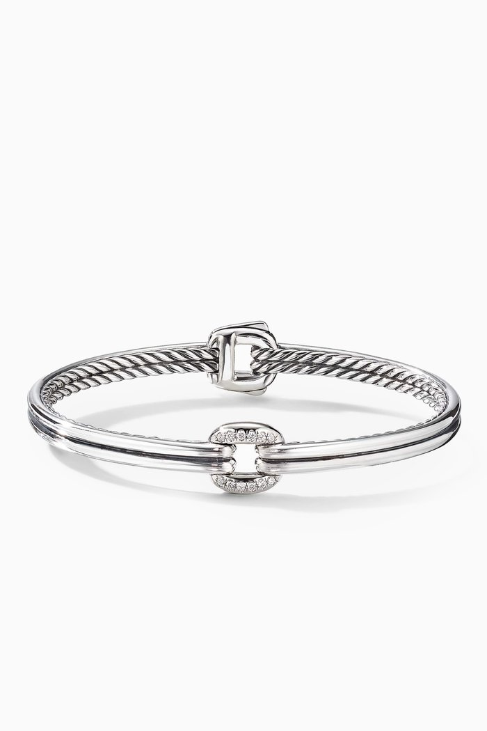 

Thoroughbred® Center Link Bracelet with Pavé Diamonds in Sterling Silver