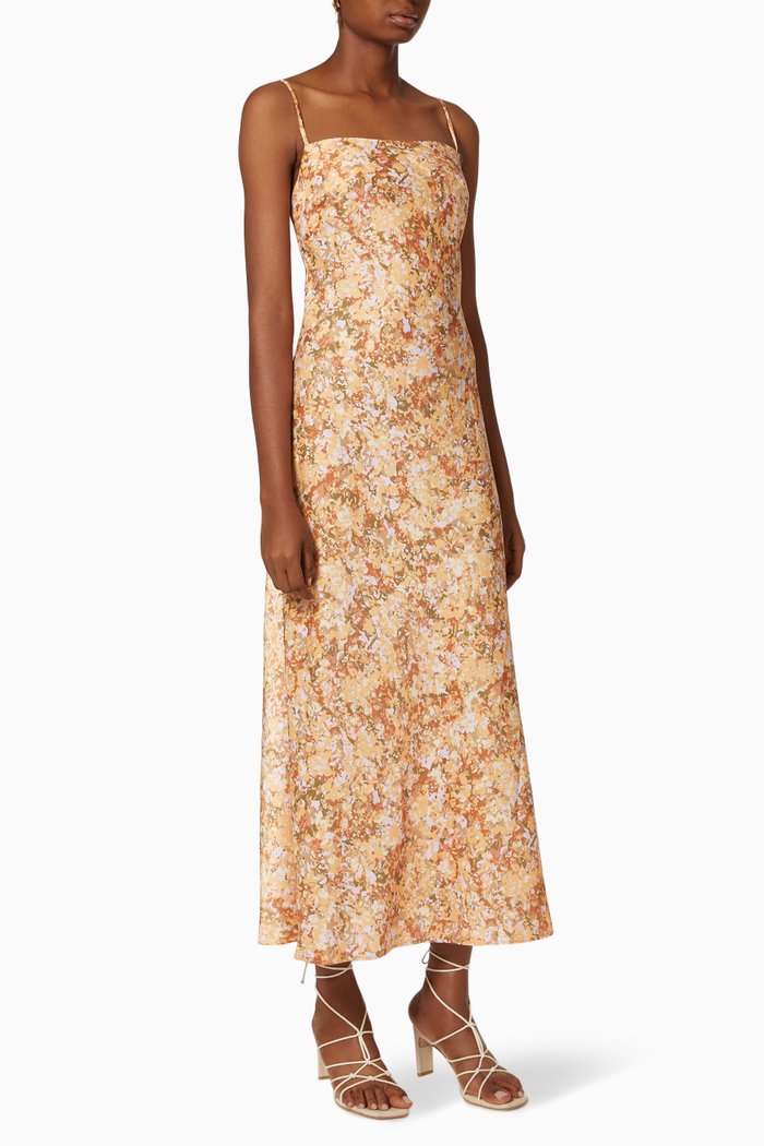 

Everything Nice Slip Dress in Satin, Orange