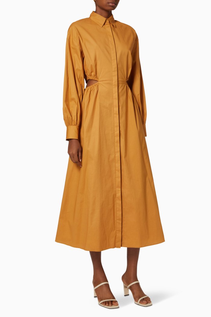 

Moon & Back Midi Dress in Cotton Poplin, Orange