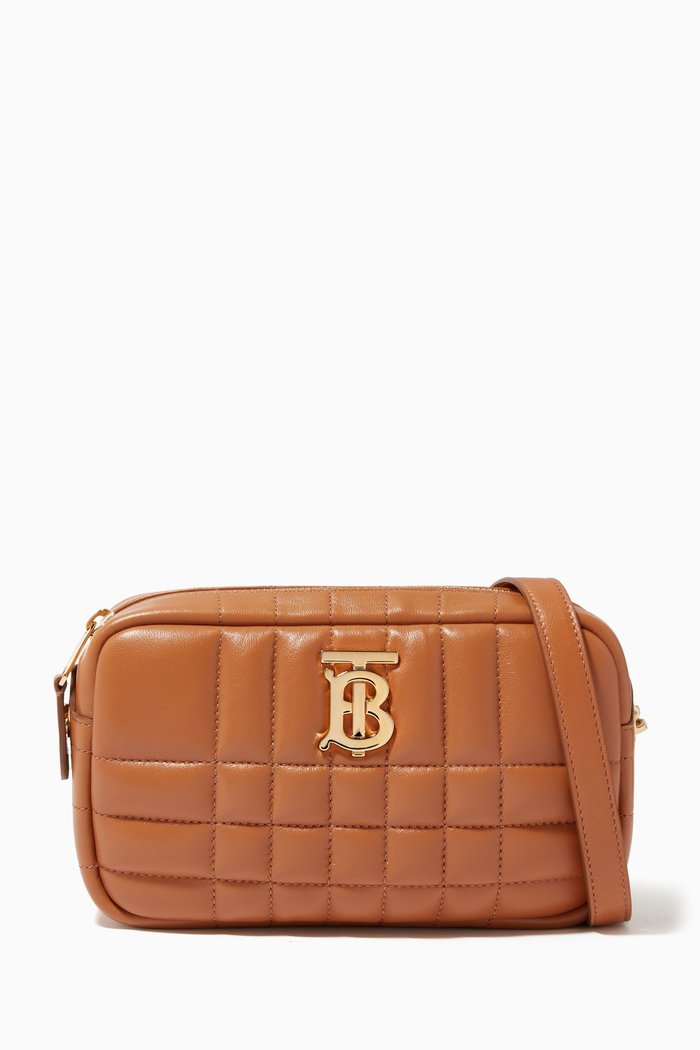 

Mini Lola Camera Bag in Quilted Lambskin, Brown