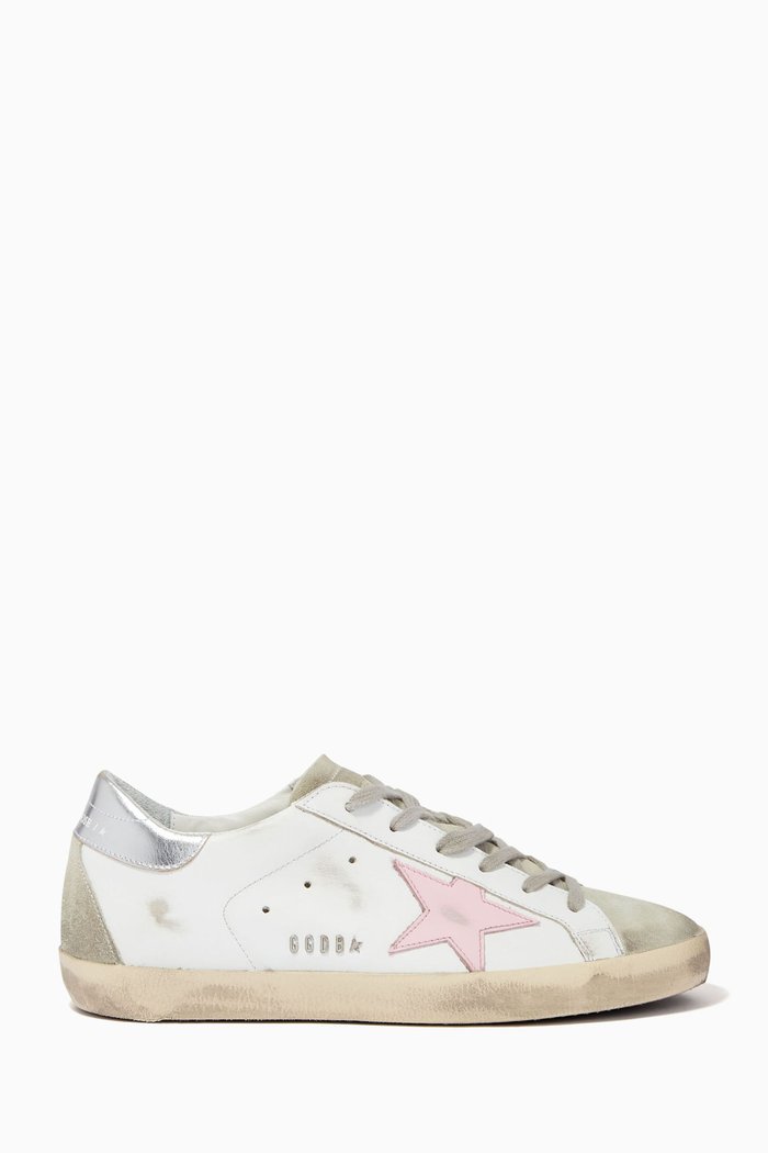 

Superstar Sneakers with Metallic Heel Tab in Leather, White