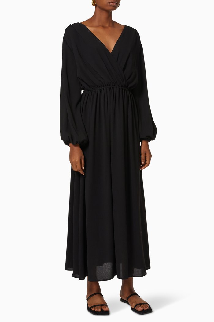 

Freefall Midi Dress in Chiffon, Black