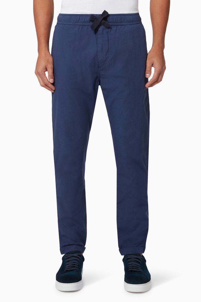 

Drawcord Trousers in Cotton, Blue