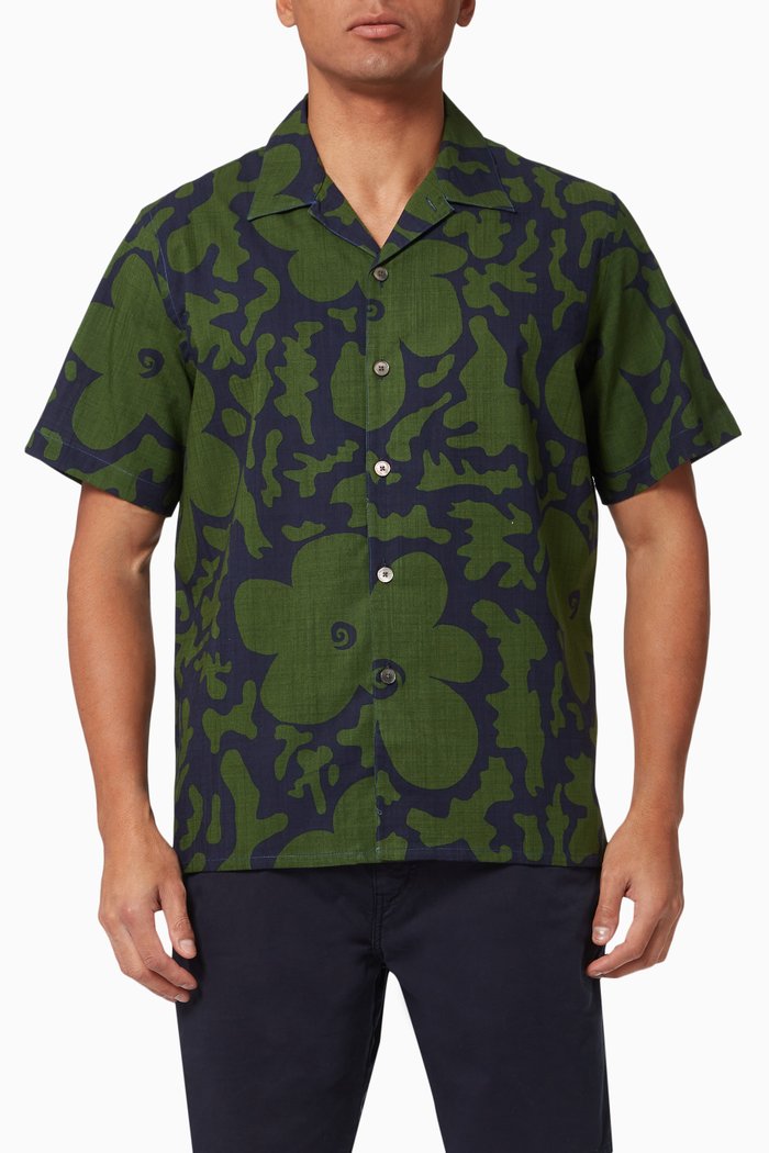 Floral Camo Shirt in Cotton, Green