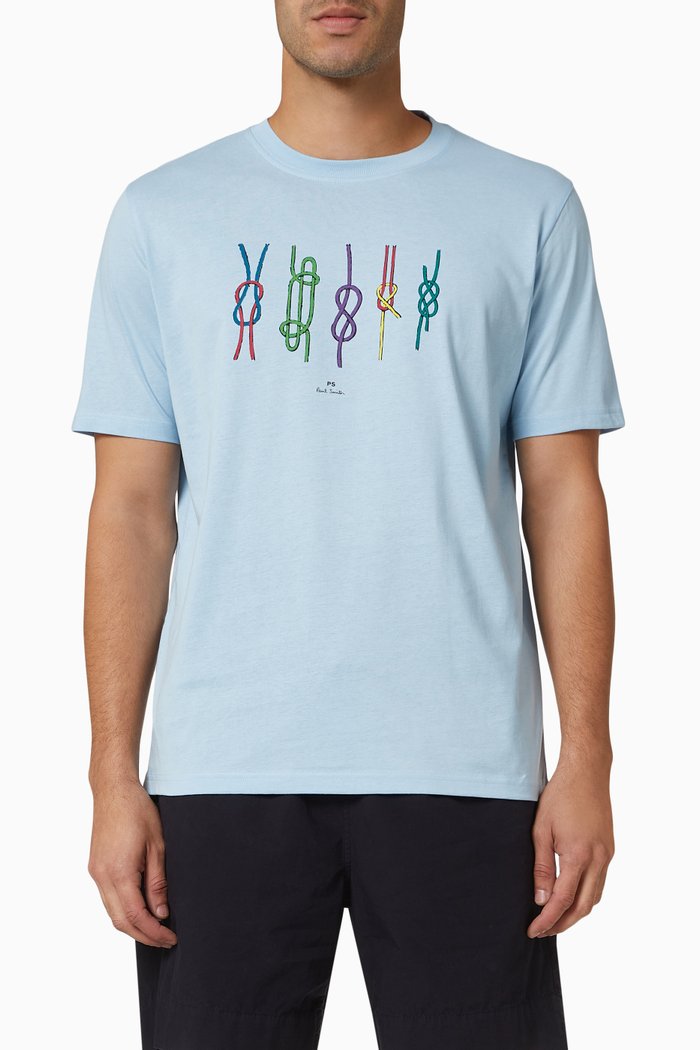 

Multi Knots T-shirt in Organic Cotton Jersey, Blue