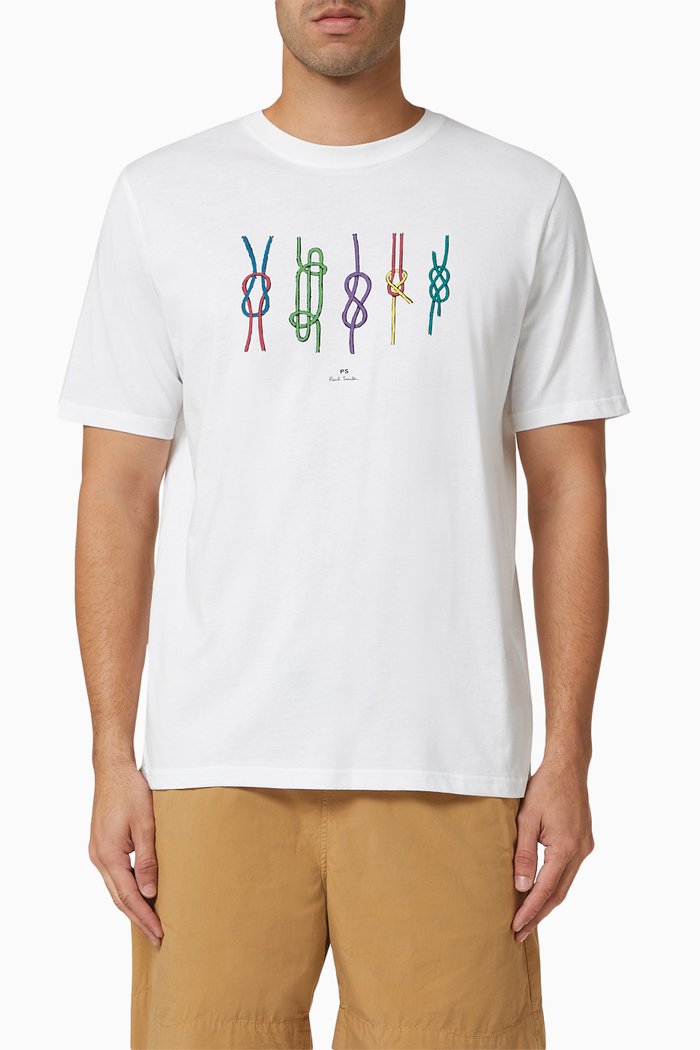 

Multi Knots T-shirt in Organic Cotton Jersey, White