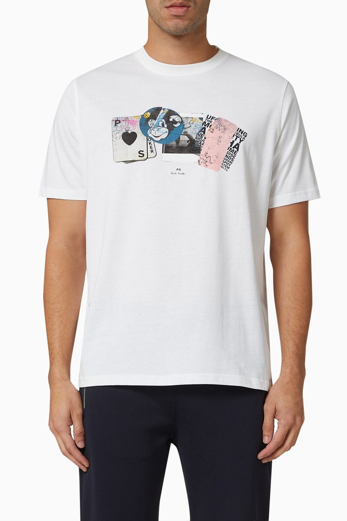 

PS Heart Print T-shirt in Organic Cotton Jersey, White