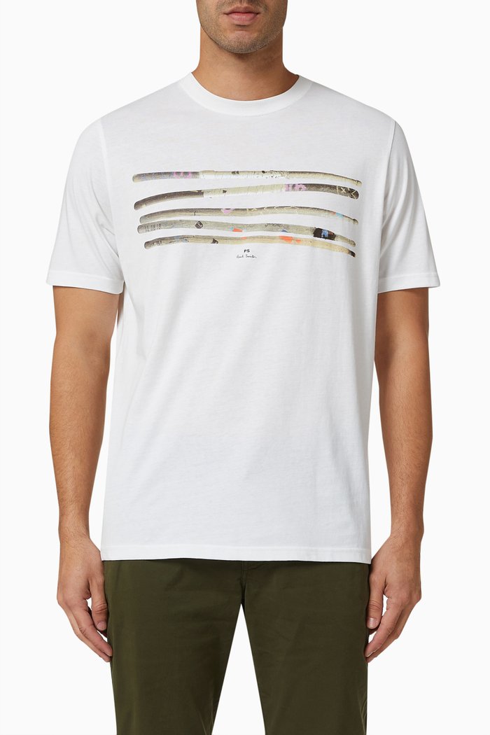 Drumsticks Print T-shirt in Organic Cotton Jersey, White