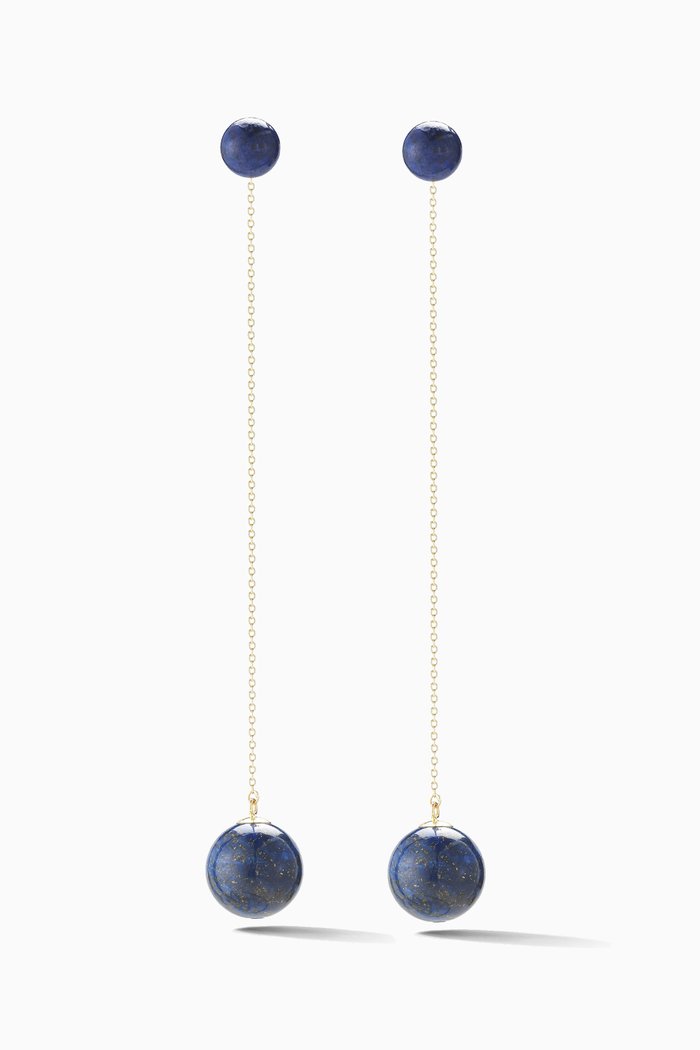 

Lapis Ball Drop Earrings in 14kt Yellow Gold, Blue