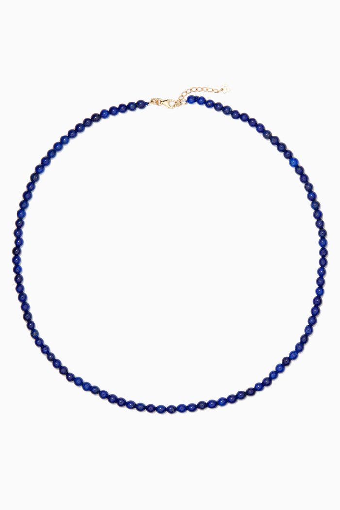 

Lapis Beaded Choker Necklace in 14kt Yellow Gold, Blue