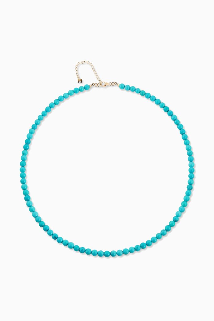 

Turquoise Beaded Anklet in 14kt Yellow Gold