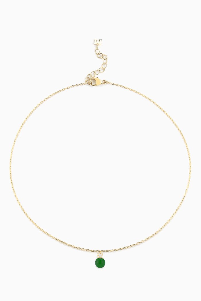 

Uni Malachite Chain Anklet in 14kt Yellow Gold, Green