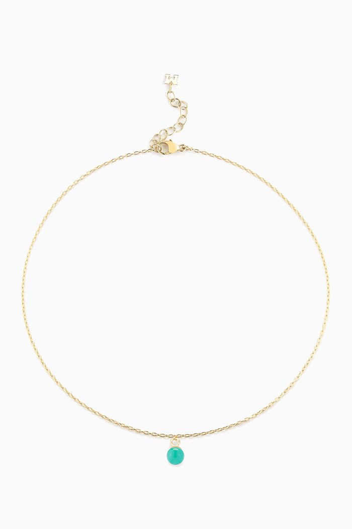 

Uni Turquoise Chain Anklet in 14kt Yellow Gold, Blue