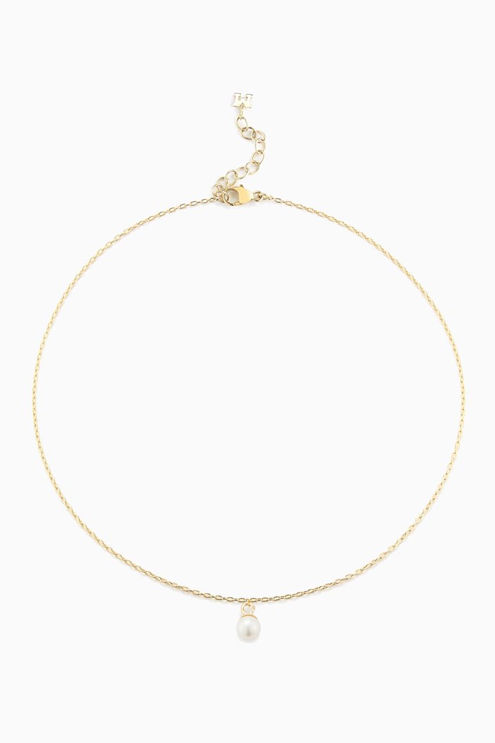 Uni Pearl Chain Anklet in 14kt Yellow Gold