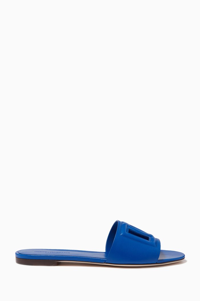 

Bianca Slide with DG Millennials Logo in Leather, Blue