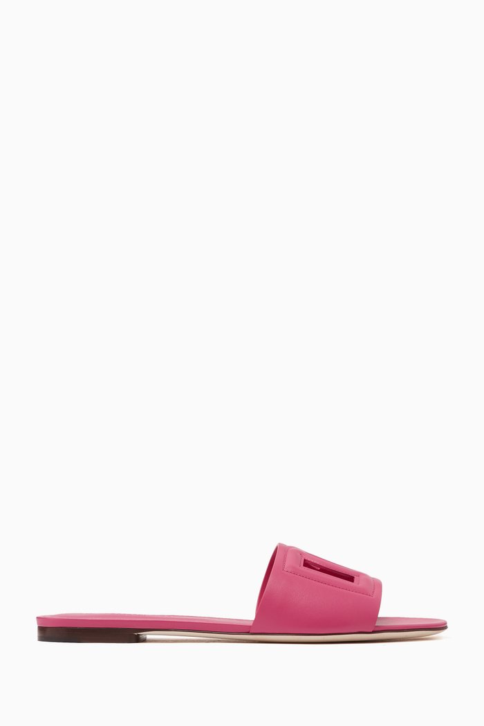 

Bianca Logo-detail Slide Sandals in Leather, Pink