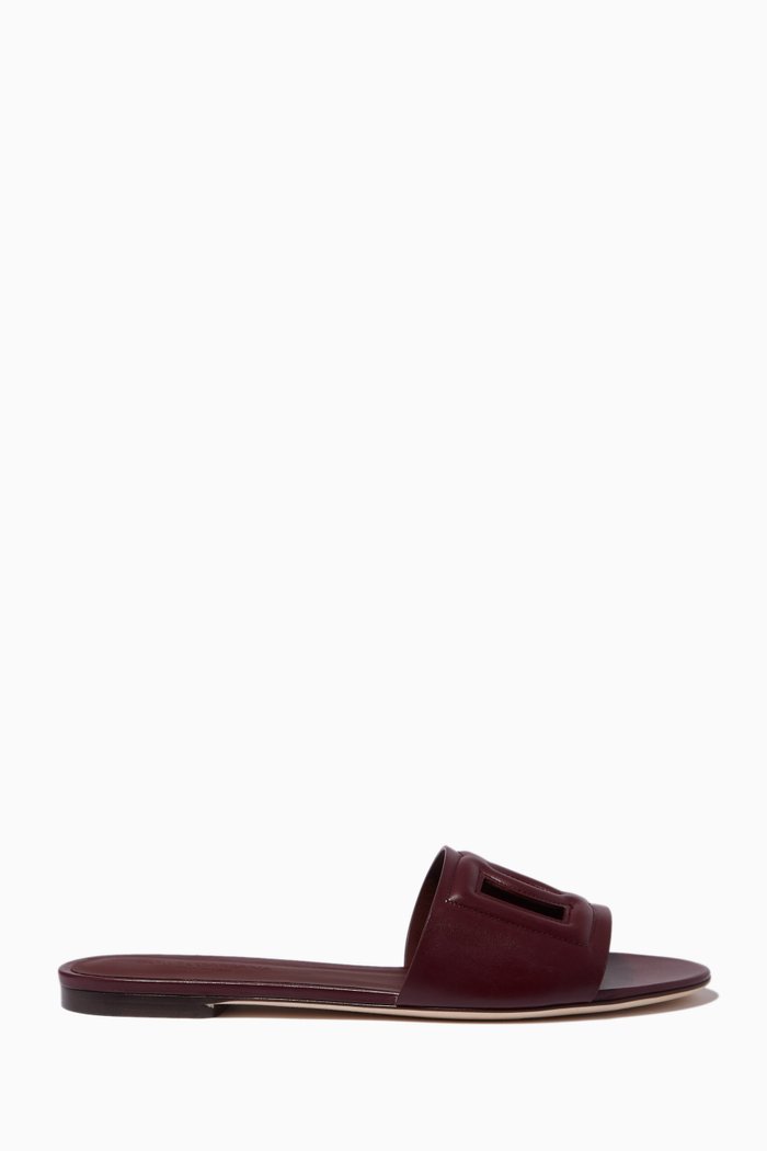 

Bianca Sliders with DG Millennials Logo in Leather, Red