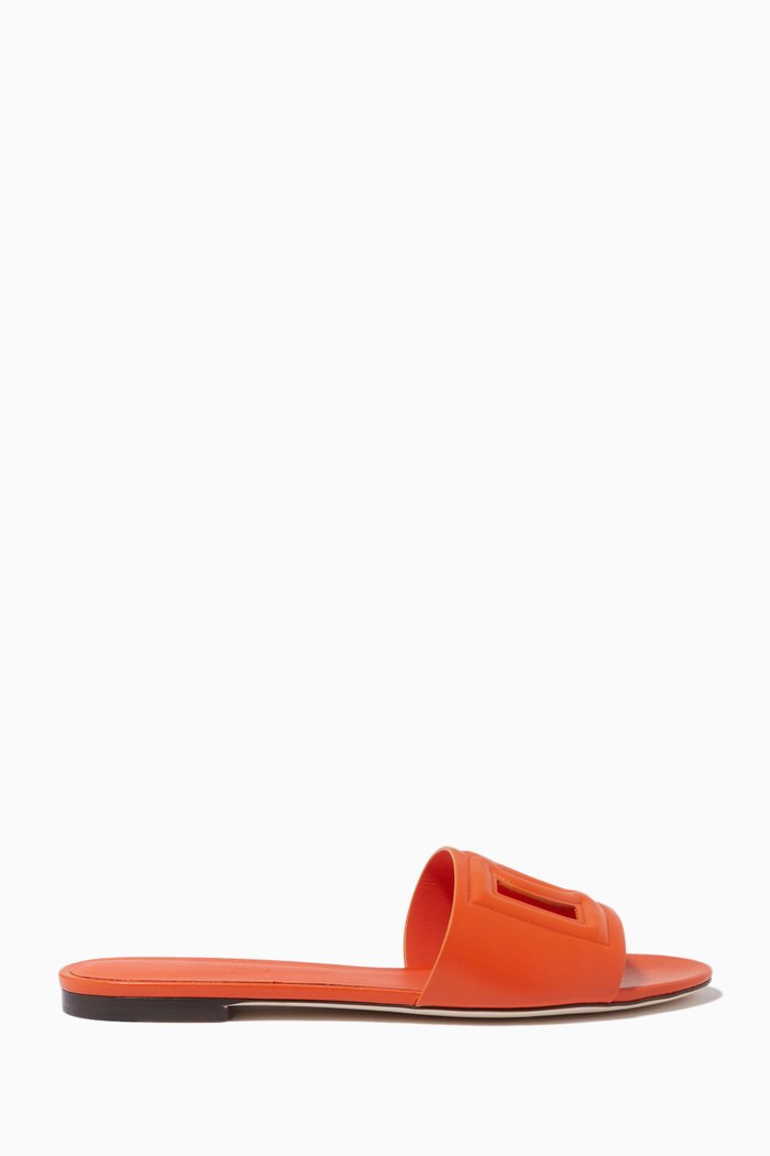 

Bianca Sliders with DG Millennials Logo in Leather, Orange
